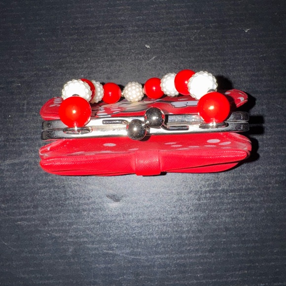 Minnie Mouse Polka Dot And Bow Disney World Parks Kids Purse Beaded Handle - Picture 7 of 8